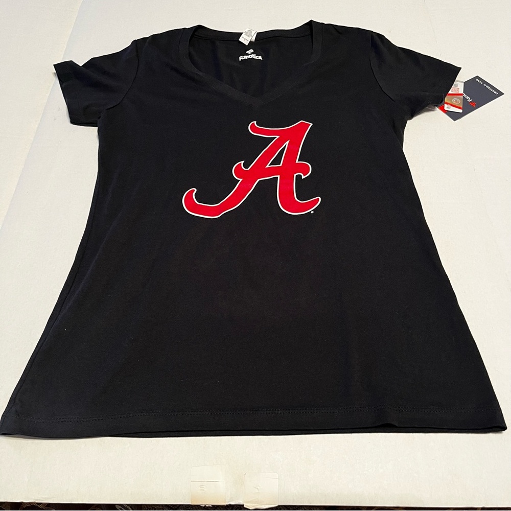 Fanatics Alabama Womens SZ Large Black Fitted‎ Short Sleeve Shirt Roll Tide NEW